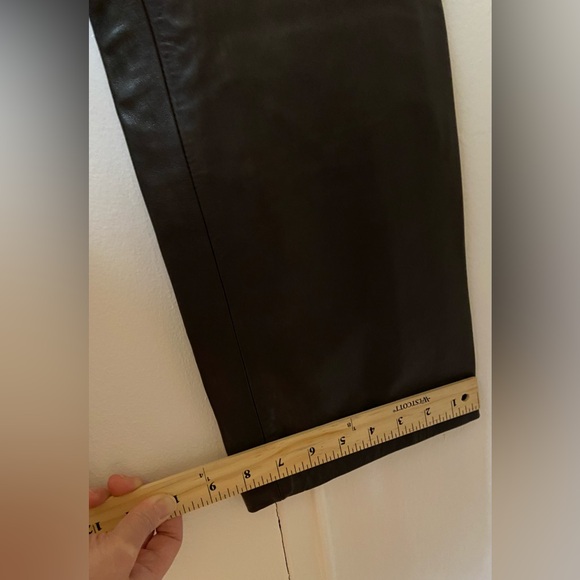 Lord Taylor Brown Lamb Leather Pants Sz 8P High Waist Straight Leg Lined - Picture 9 of 9